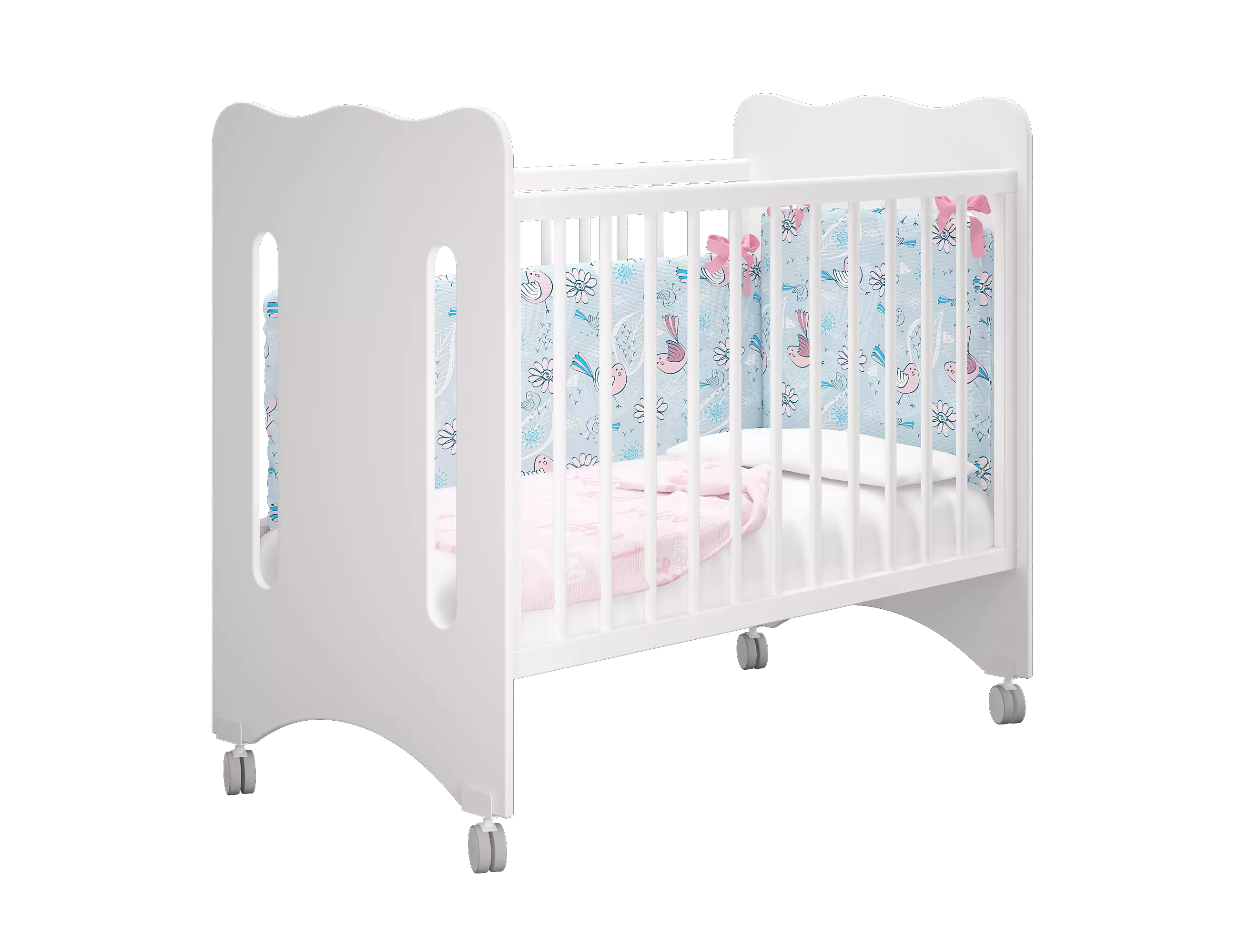 Белую детскую кроватку для новорожденных Laluca Ruslana (Лалюка Руслана) без декора,