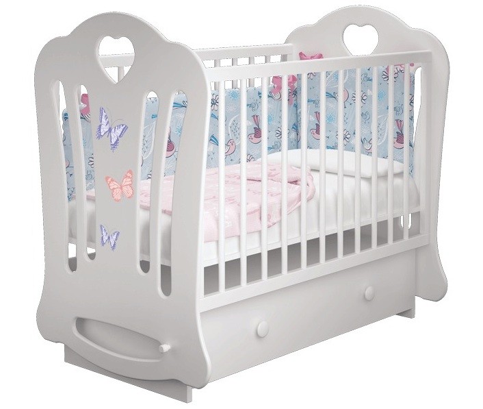 Купить в СПб детскую кроватку для Новорожденных Шарлотта из серии лалюка с декором Бабочки в интернет магазине Piccolo
