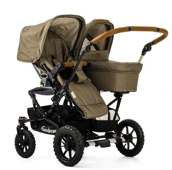 DOUBLE VIKING 735 Outdoor Olive Emmaljunga, детская коляска для двойни 2 в 1