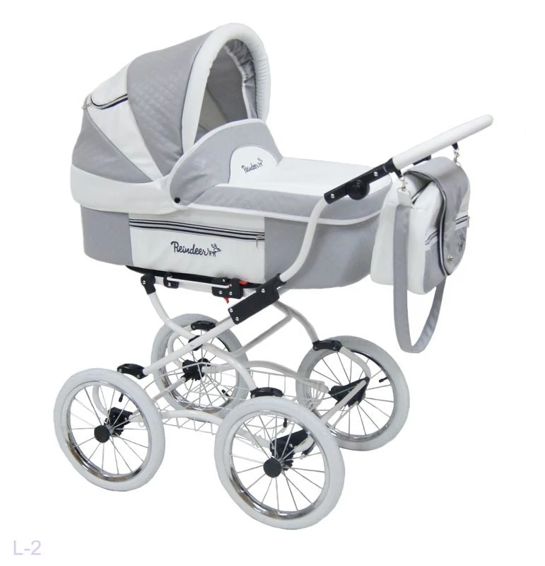 Детская модульная коляска 2 в 1 Reindeer Lily L2101 рама Prestige, Grey&White (серый+белый)