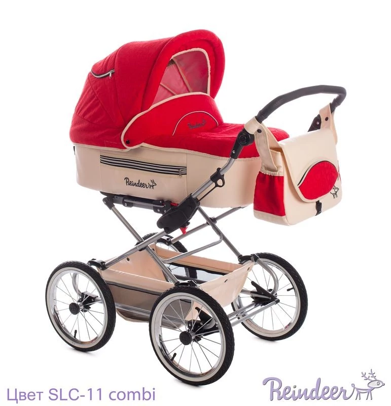 Детская модульная коляска 2 в 1 Reindeer Leather Red&Beige (красный​+бежевый), SLC 11201