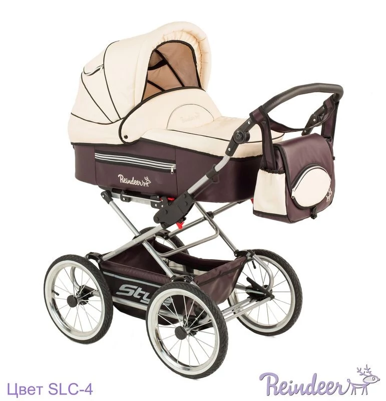 Детская модульная коляска 3 в 1 Reindeer Leather Vanilla&Brown (ванильный+коричневый​), SLC 4201