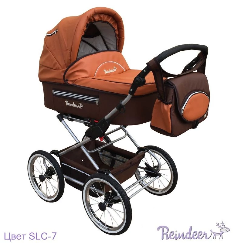 Детская модульная коляска 2 в 1 Reindeer Leather Orange&Brown (оранжевый+коричневый​), SLC 7201