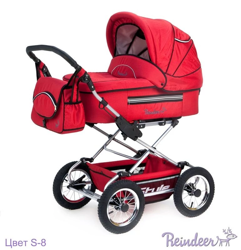 Детская коляска Reindeer Style 2 в 1, классическая рама, цвет Red S8201