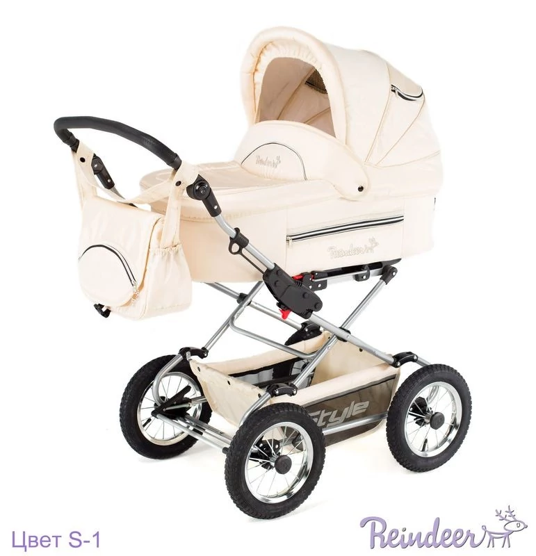Детская модульная коляска Reindeer Style 3 в 1, классическая рама, цвет Beige (светло-бежевый) S1201