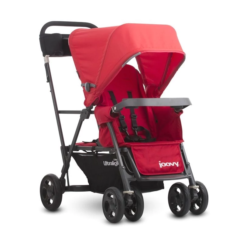 Прогулочная коляска для двоих детей Caboose Ultralight Graphite Joovy красный
