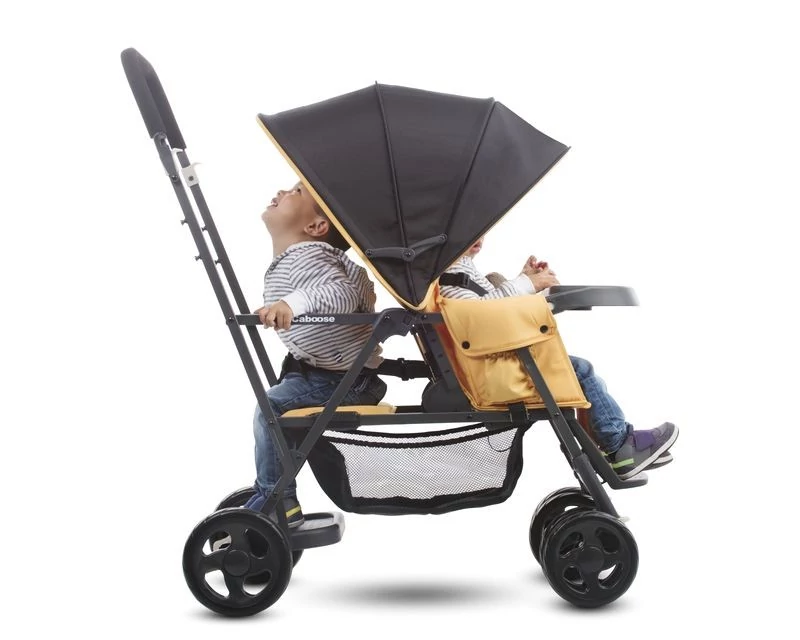 Прогулочная коляска для двоих детей разного возраста Caboose Graphite Joovy черный / желтый