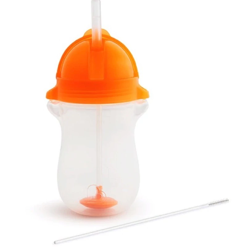 ​Поильник с силиконовой трубочкой оранжевый 280 мл от Munchkin с системой закрывания Click Lock для малышей от года