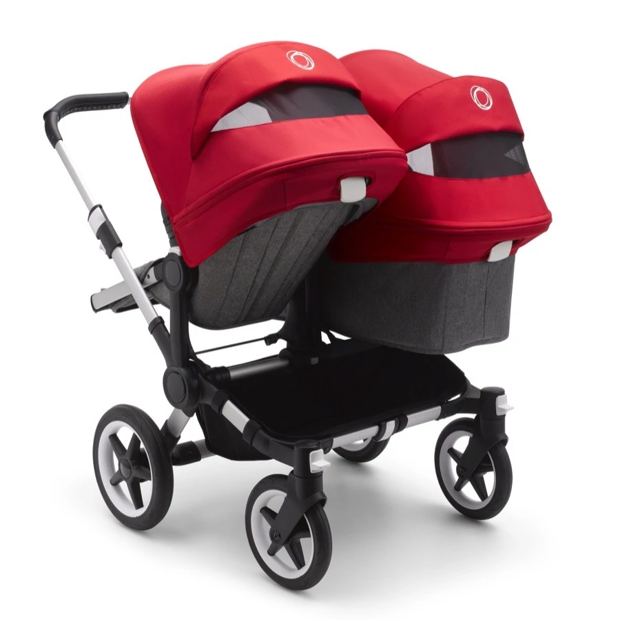 Коляска 2 в 1 Bugaboo для двойни Donkey 3 Twin Alu/Black/Red | Купить в СПб  в магазине Piccolo