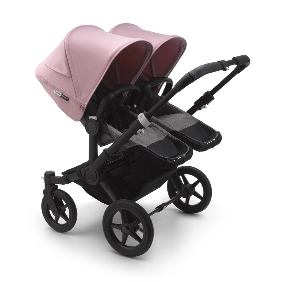 Коляска 2 в 1 Bugaboo для двойни Donkey 3 Twin Black/Grey Melange/Soft Pink  | Купить в СПб в магазине Piccolo