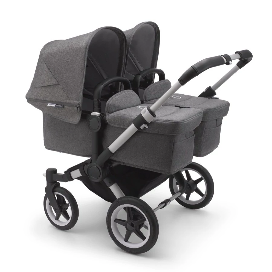 Коляска 2 в 1 Bugaboo для двойни Donkey 3 Twin Alu/Grey Melange/Grey  Melange | Купить в СПб в магазине Piccolo