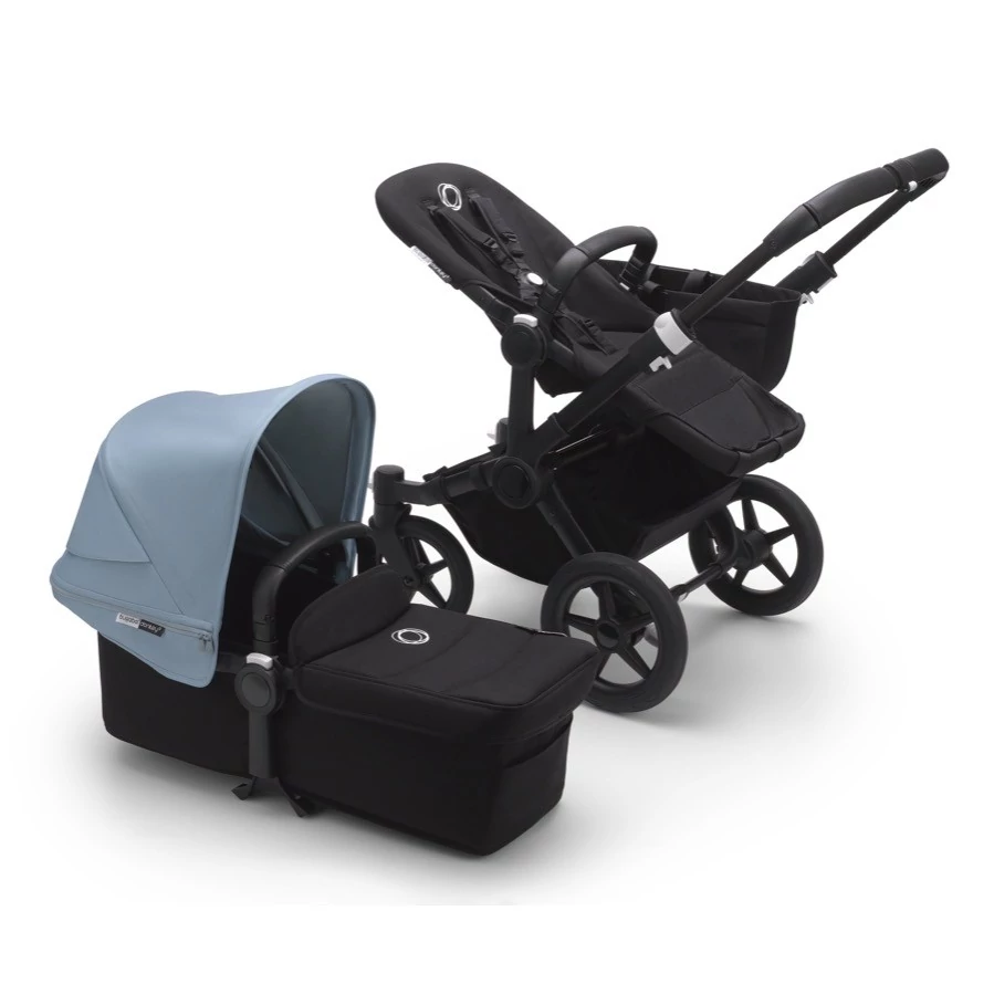 Коляска 2 в 1 Bugaboo для двойни Donkey 3 Twin Black/Black/Vapor Blue |  Купить в СПб в магазине Piccolo