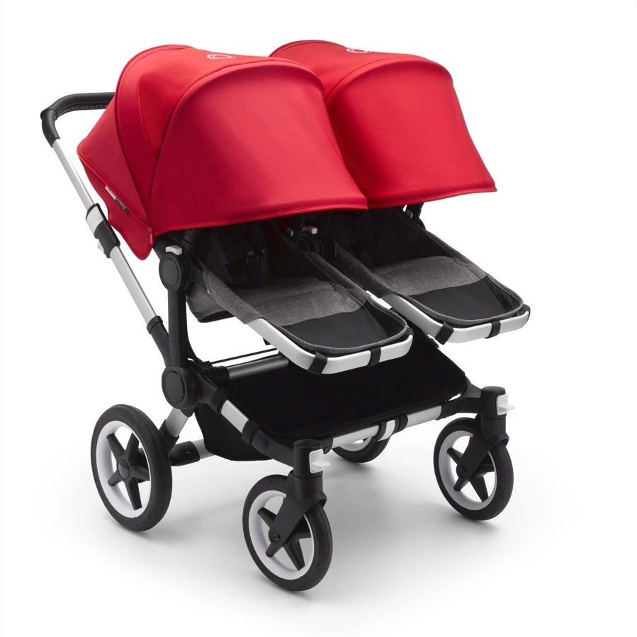 Коляска 2 в 1 Bugaboo для двойни Donkey 3 Twin Black/Grey Melange/Soft Pink  | Купить в СПб в магазине Piccolo