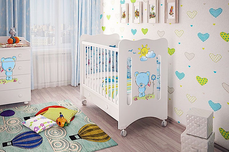 Кроватка для новорожденного  Laluca Ruslana с пеленальным комодом