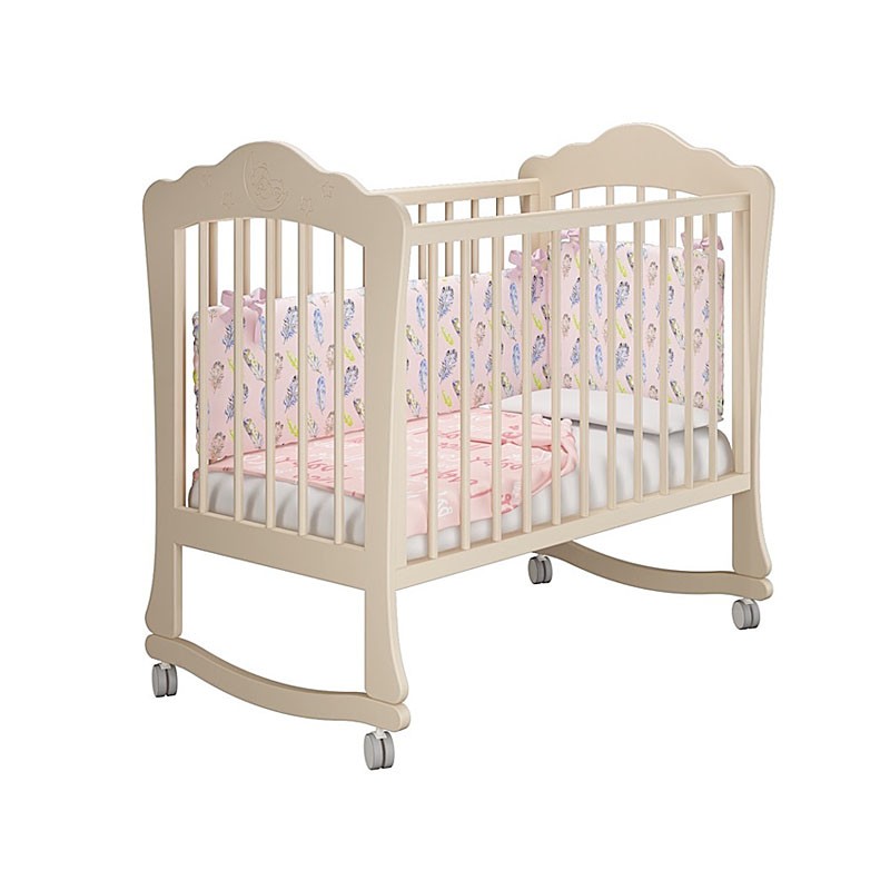 Кроватка для новорожденного Amalia из серии Milano на колесиках в цвете слоновая кость
