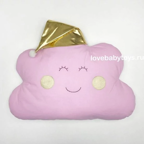 Бортик в кроватку Облако большое розовое в золотом колпаке, "Радужный Единорог", LoveBabyToys