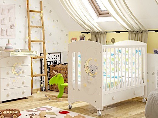 Детская кроватка для Новорожденных " Wella" в белом цвете, на колесах и дуге качалке, с ящиком, купить в СПб в интернет магазине Piccolo - detki (Пикколо-детки) на Фокина 1.