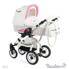 Детская коляска 3 в 1 Reindeer Wiklina W3101 на раме с поворотными колёсами City, White&Rose (белый+розовый)