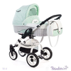 Коляска для ребенка 2 в 1 Reindeer Wiklina W4101 на раме с поворотными колёсами City, Mint&Print (светло-зеленый с рисунком)