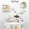 Комплект бортиков (бамперов) в круглую кроватку Новорожденному "Серебряная луна" из 7 предметов