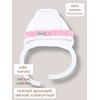 Детская шапочка чепчик с рюшами Bebo для новорожденного со швами наружу, Бело-розовый