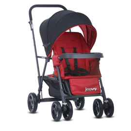 Прогулочная коляска для двоих детей разного возраста Caboose Graphite Joovy черный / красный