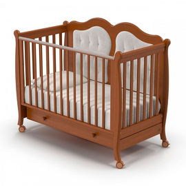 ​Детская кроватка с колесами для новорожденных Nuovita Affetto, темный орех