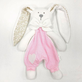 Игрушка сплюшка - комфортер для новорожденного Зайка розовый LoveBabyToys