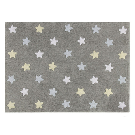 Моющийся ковер Lorena Canals Stars Tricolor (Звезды Триколор) серо-голубой, 120x160 см