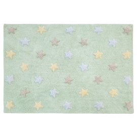 Моющийся ковер Lorena Canals Stars Tricolor (Звезды Триколор), мятный, 120x160 см