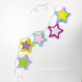 Гирлянда-звезды из коллекции Радужный единорог LoveBabyToys для кроватки и интерьера комнаты новорожденного!