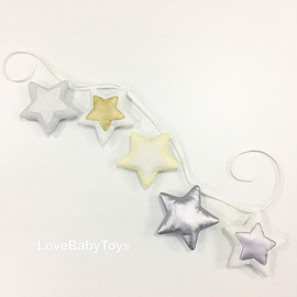 Гирлянда-звезды из коллекции Серебряная луна LoveBabyToys для кроватки и интерьера комнаты новорожденного