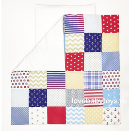 Детское лоскутное одеяло для новорожденных из коллекции Сказочное море размером 108 х 108 см от LoveBabyToys