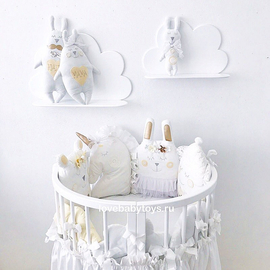 Комплект бортиков (бамперов) в круглую кроватку Новорожденному "Белая Сказка" из 7 предметов