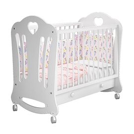 Кроватка для новорожденного Laluca Sharlotta на колесиках с ящиком, без декора, в белом цвете