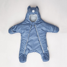 Утепленный комбинезон для новорожденного "Мишка" Наследник Выжанова, джинсовый меланж