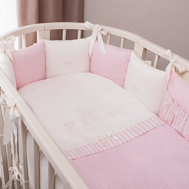 Комплект постельного белья для новорожденного малыша Perina Неженка Oval розовая в круглую и овальную кроватку