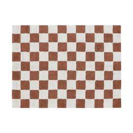 Стираемый хлопковый ковер Шахматы коричневый